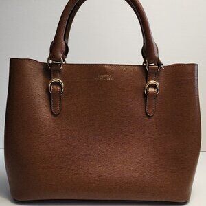 Lauren by Ralph Lauren Brown Textured Leather Satchel